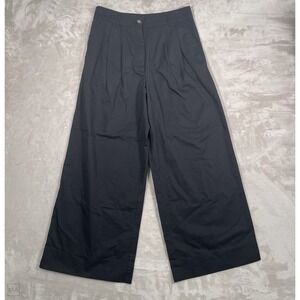 Loft Women's Pants Wide Leg Relaxed Front Pleat Minimalist Office 6 Black